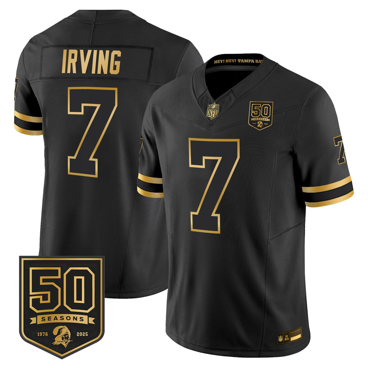 Men's Tampa Bay Buccaneers Throwback 50th Season Patch Gold Vapor Limited Jersey - All Stitched