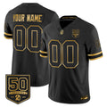 Tampa Bay Buccaneers Throwback 50th Season Patch Gold Vapor Limited Custom Jersey - All Stitched
