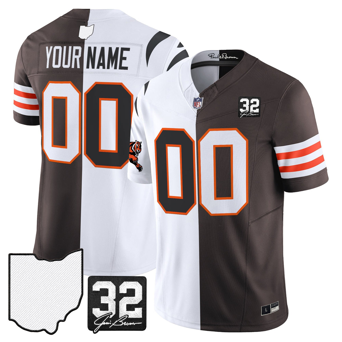 Browns & Bengals x College Football' Split Vapor Limited Custom Jersey - All Stitched