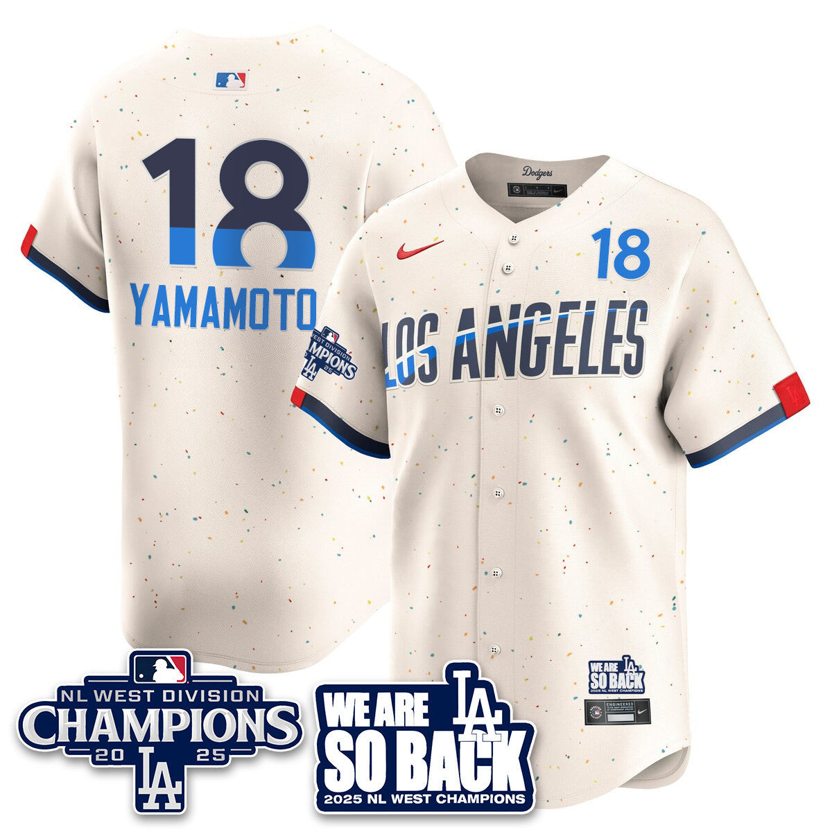 Los Angeles Dodgers 2025 NL West Division Champions Jersey - All Stitched
