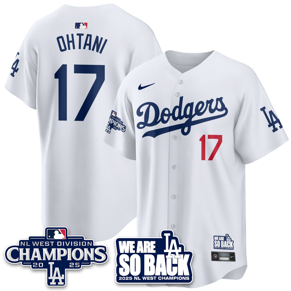 Los Angeles Dodgers 2025 NL West Division Champions Jersey - All Stitched