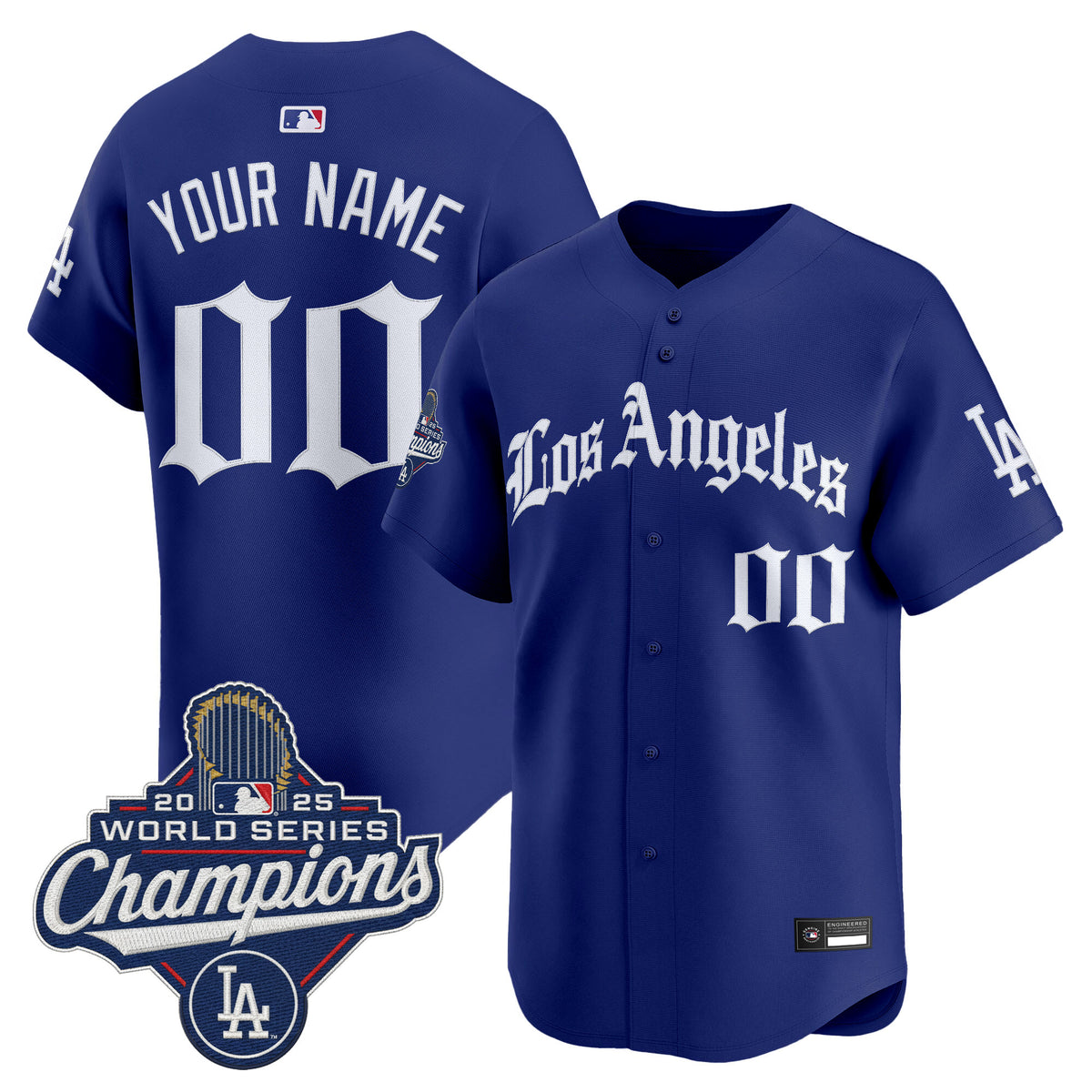Dodgers 2025 World Series Champions Vapor Premier Limited Custom Jersey V2 - LA Gothic Edition - All Stitched