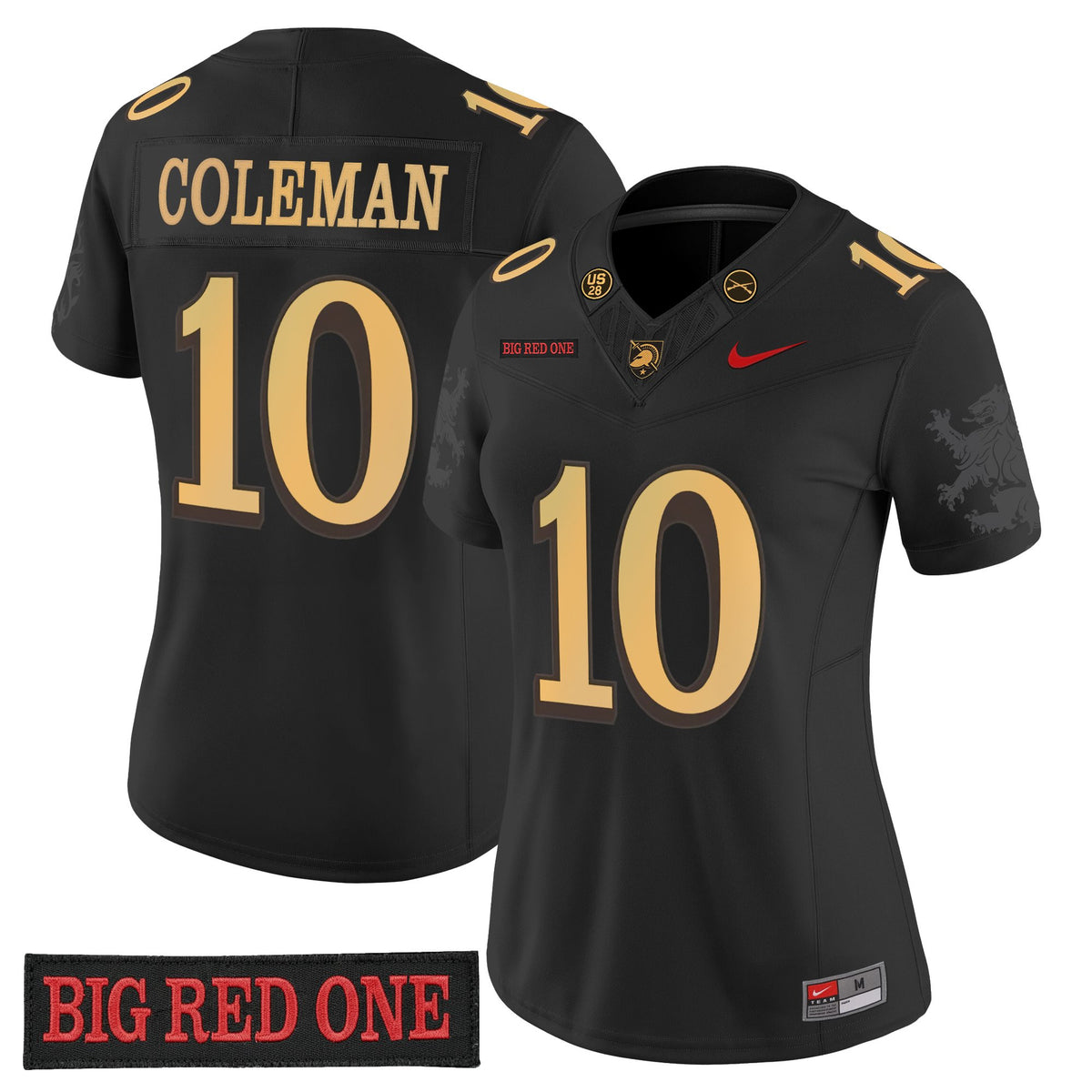 Army Black Knights 'Big Red One Edition' Vapor Jersey - Stitched Numbers/Patches - Black Lion Graphic Sleeves