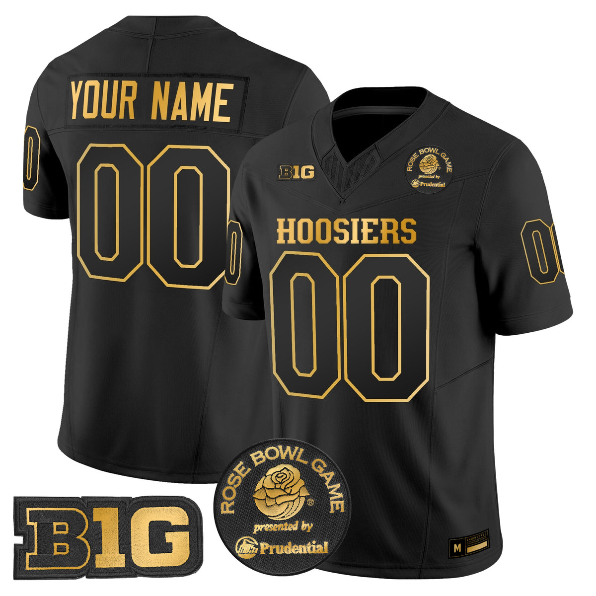 Indiana Hoosiers 2025 Rose Bowl Gold Vapor Limited Custom Jersey - All Stitched