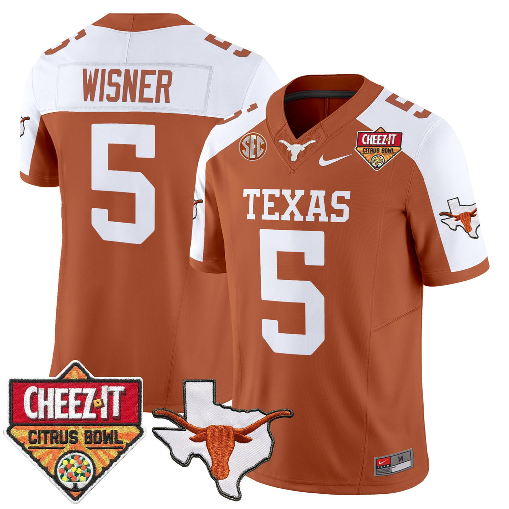Men's Texas Longhorns 2025 Cheez-It Citrus Bowl Patch Vapor Limited Jersey - All Stitched