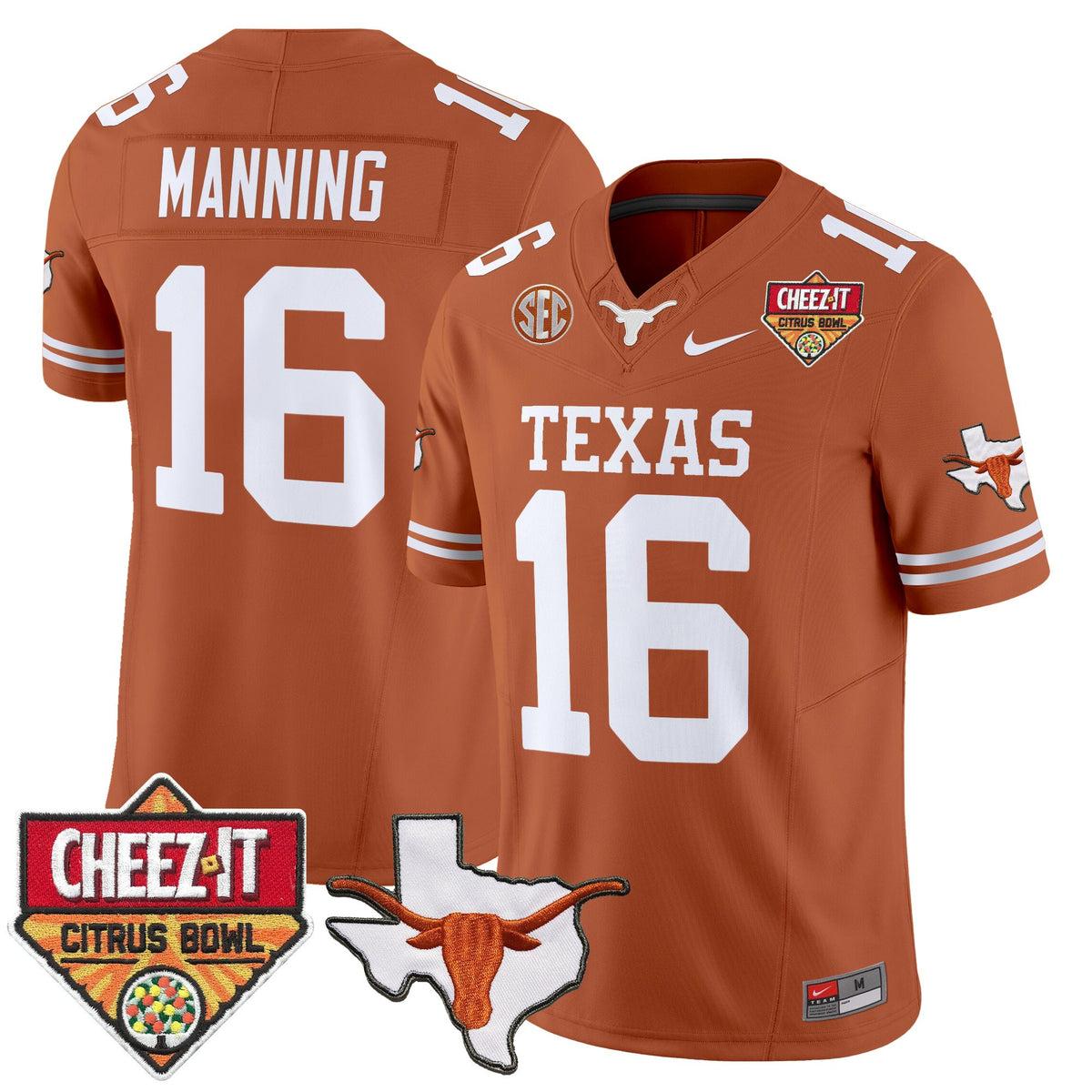 Men's Texas Longhorns 2025 Cheez-It Citrus Bowl Patch Vapor Limited Jersey - All Stitched