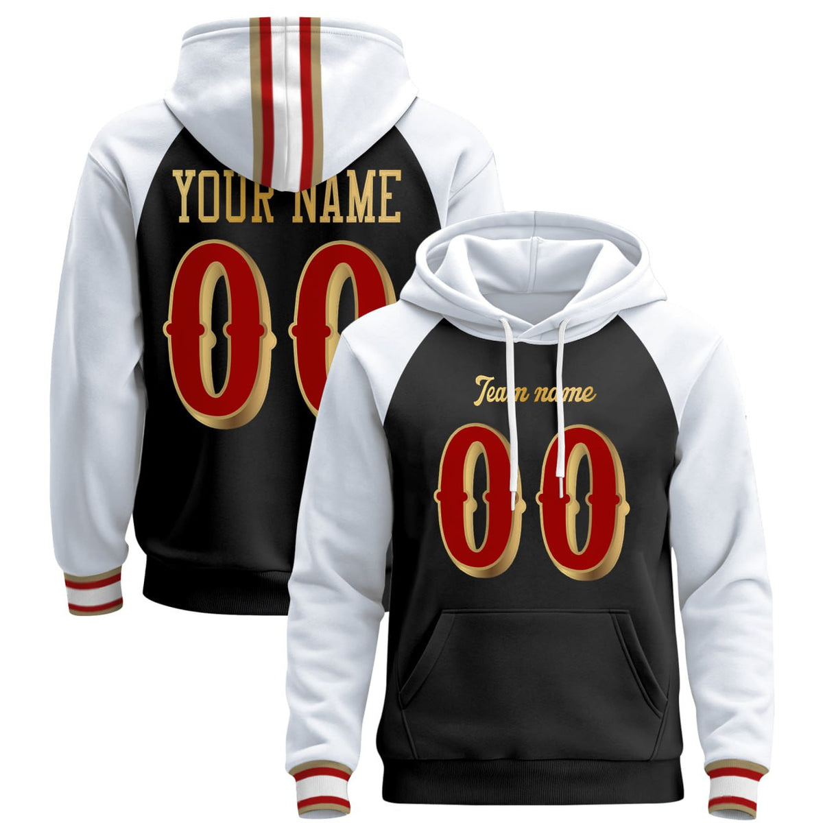 Black Alternate Red-Gold Custom Pullover Hoodie