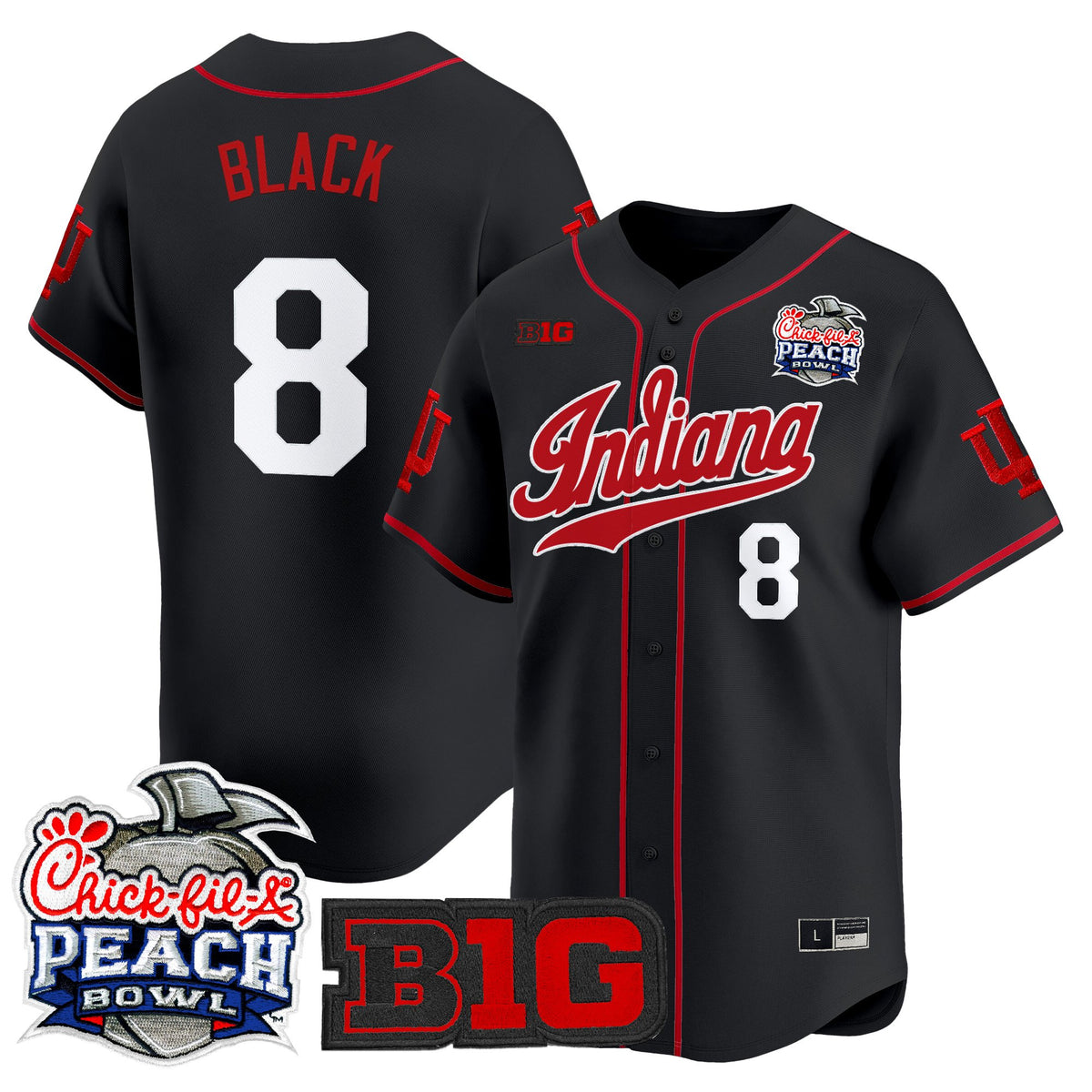 Men's Indiana Hoosiers 2026 Peach Bowl Vapor Baseball Jersey - All Stitched
