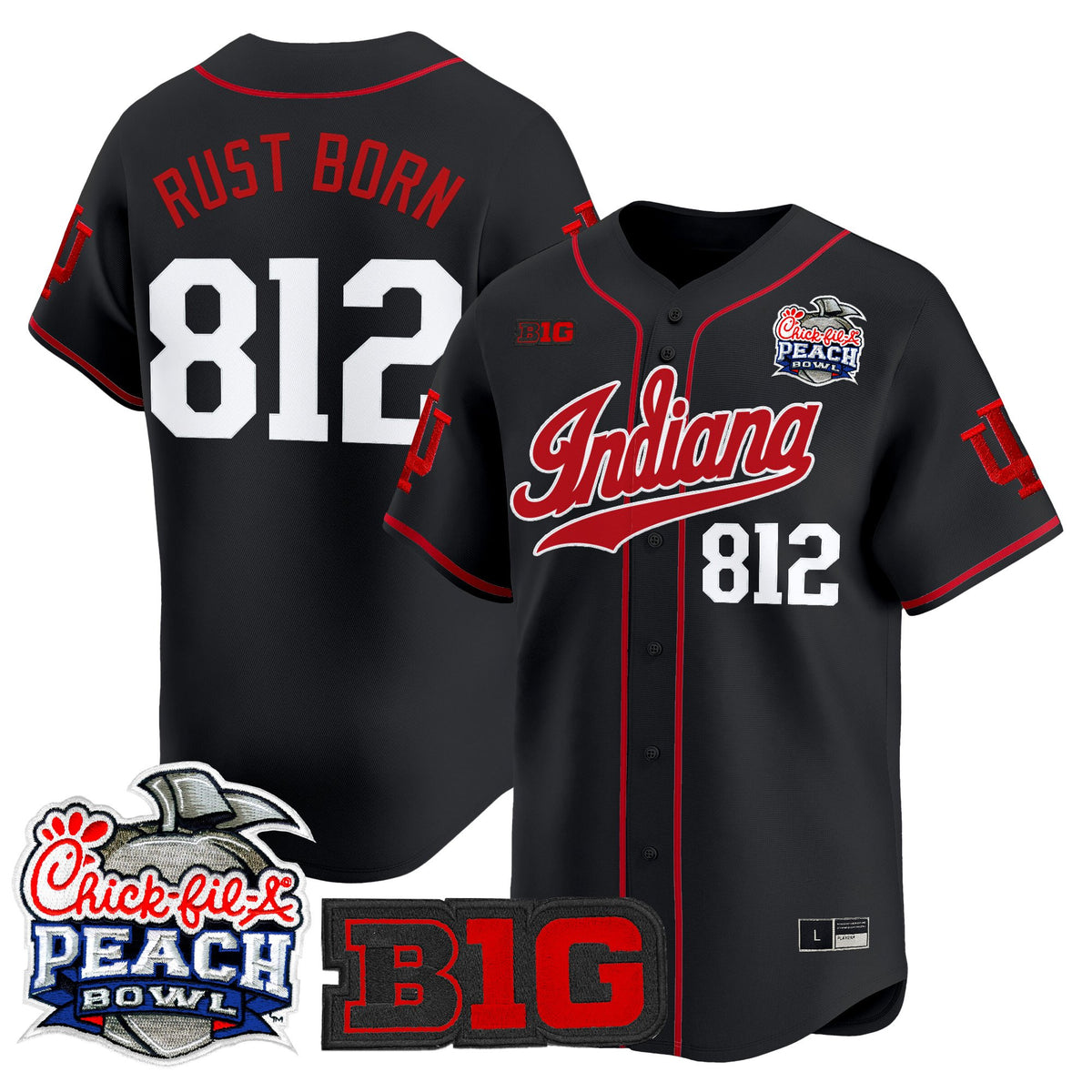 Men's Indiana Hoosiers 2026 Peach Bowl Vapor Baseball Jersey - All Stitched