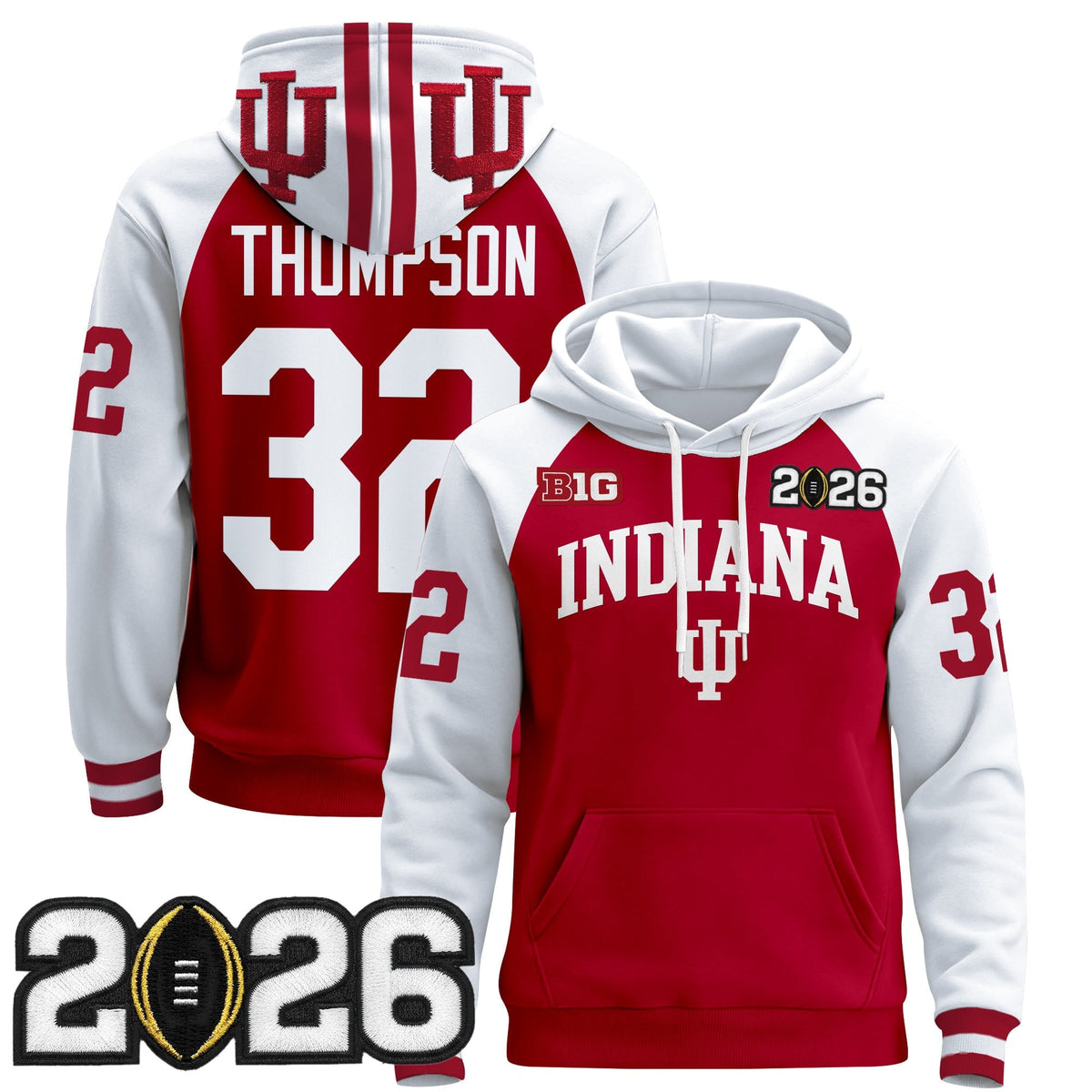 Men's Indiana Hoosiers 2026 CFP Final Patch Premium Pullover Hoodie - All Stitched