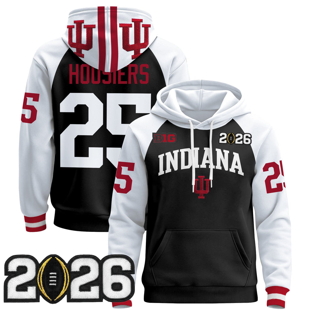 Men's Indiana Hoosiers 2026 CFP Final Patch Premium Pullover Hoodie - All Stitched