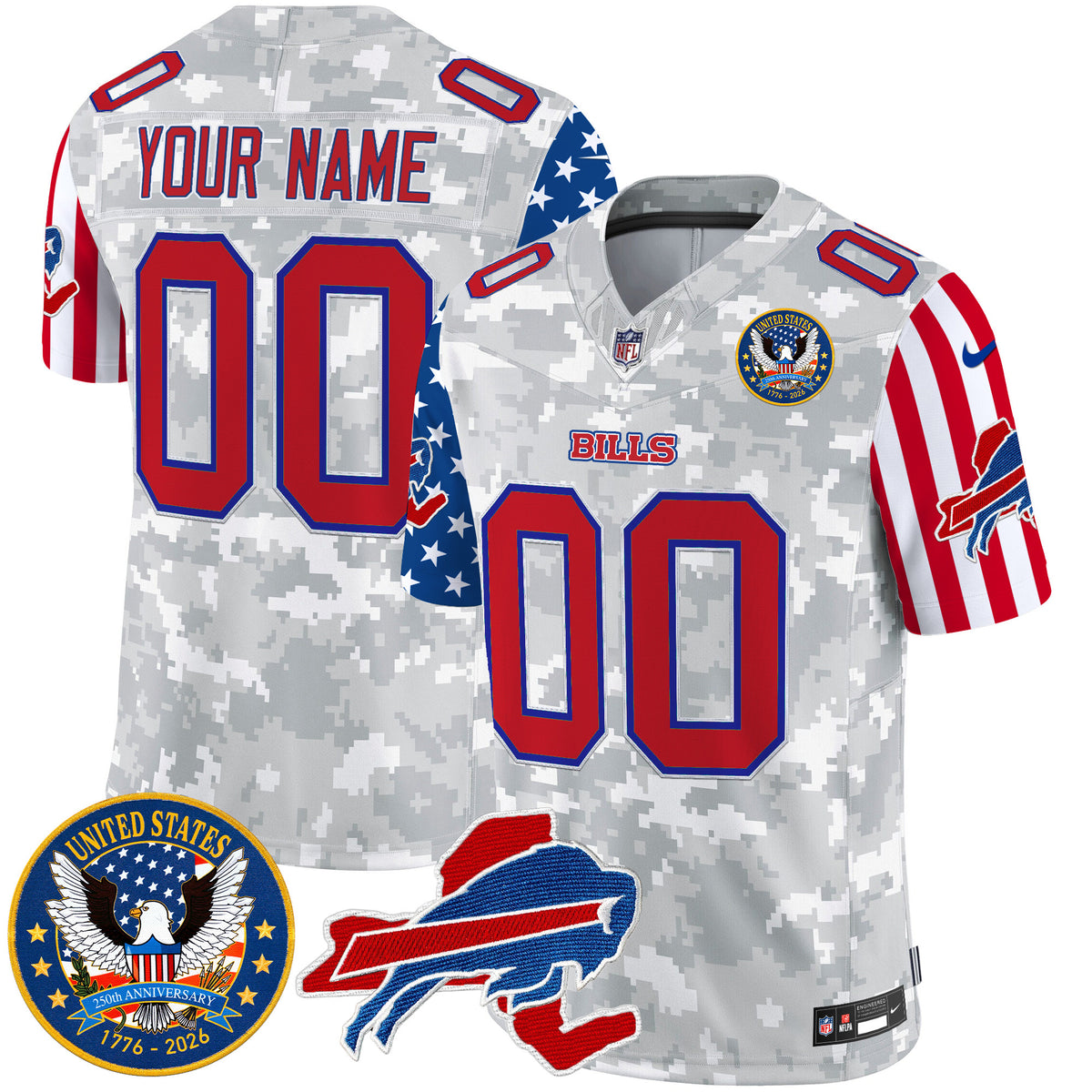 Buffalo Bills "America250 Edition" Style Vapor Limited Custom Jersey - All Stitched