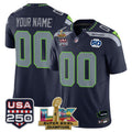 Seattle Seahawks "Super Bowl LX Champions & United States 250th Anniversary Patch" Limited Custom Jersey - All Stitched