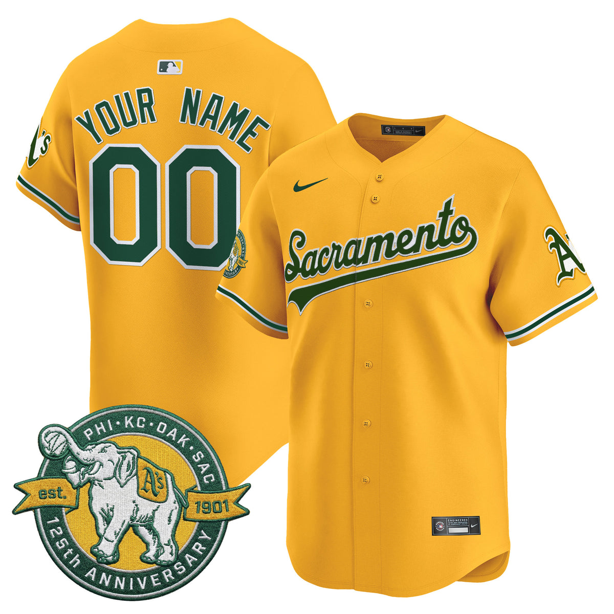 Athletics 'Sacramento Edition' Vapor Premier Limited Custom Jersey - 125th Anniversary Patch - All Stitched