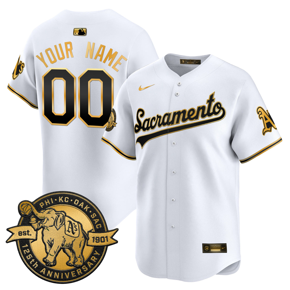Athletics 'Sacramento Edition' Vapor Premier Limited Custom Jersey - 125th Anniversary Patch - All Stitched