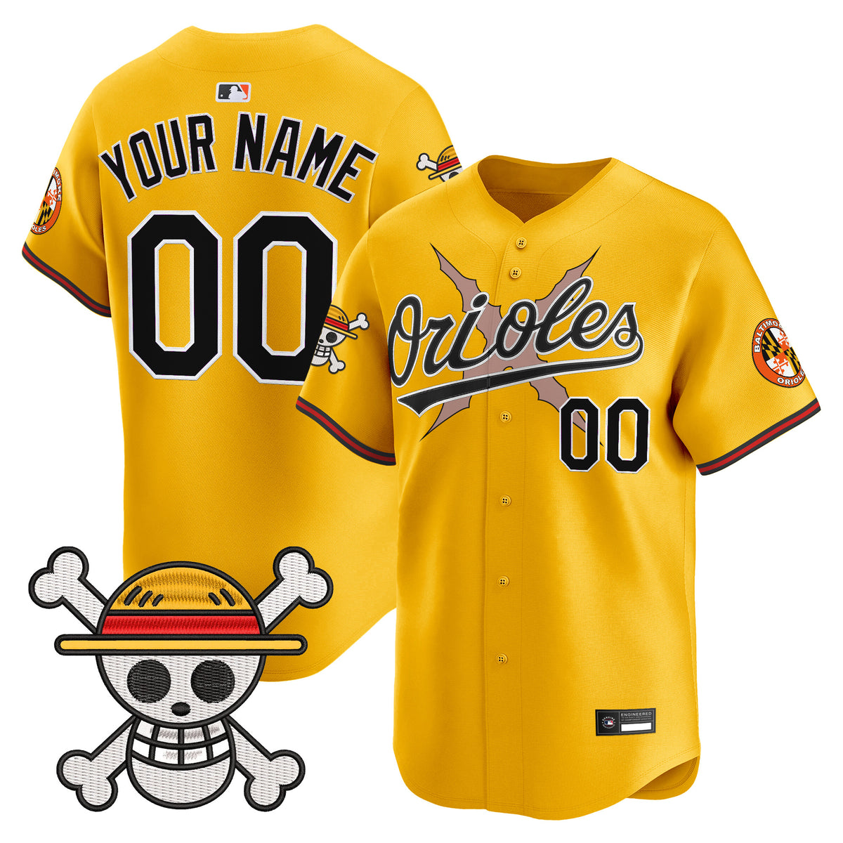Baltimore Orioles x One Piece Vapor Premier Limited Custom Jersey - Stitched