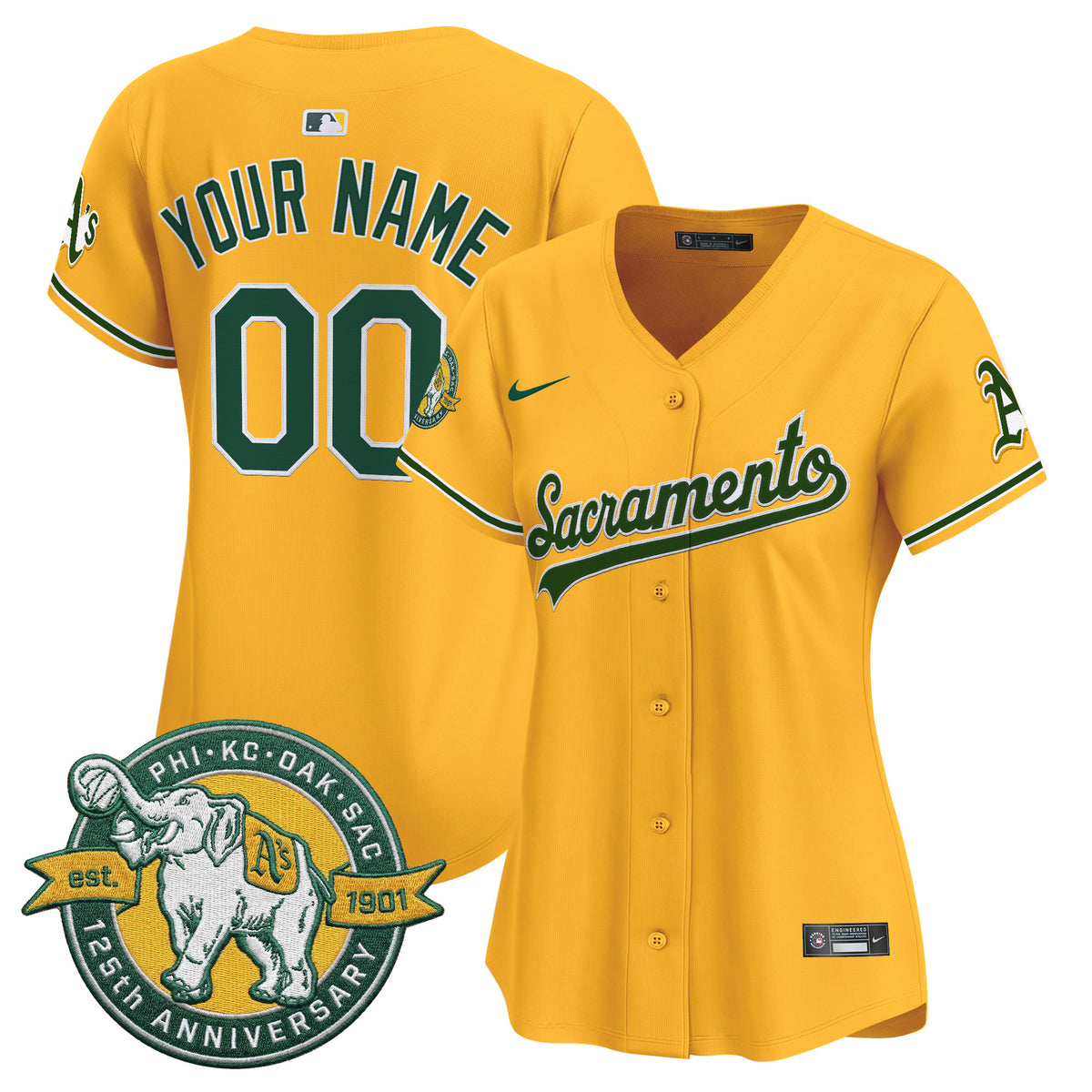 Athletics 'Sacramento Edition' Vapor Premier Limited Custom Jersey - 125th Anniversary Patch - All Stitched