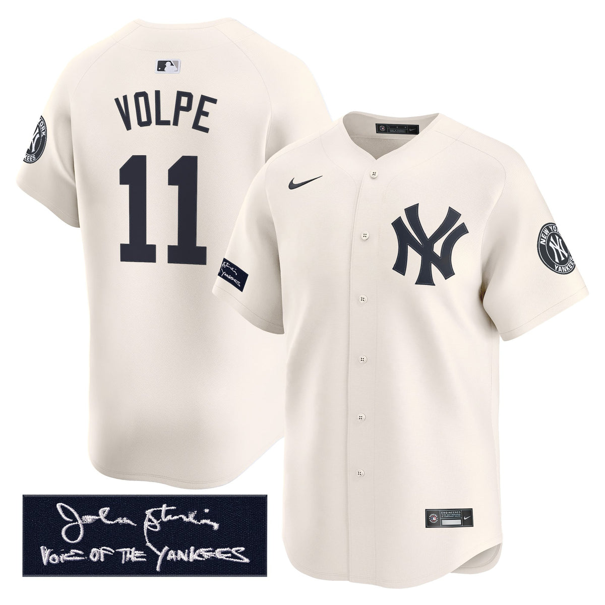Men's Yankees John Sterling "The Voice of the Yankees" Tribute Patch Vapor Premier Limited Jersey - All Stitched