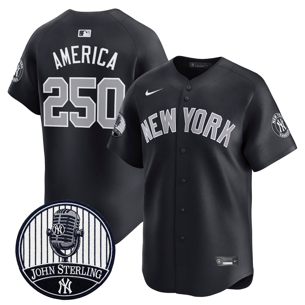 Men's Yankees John Sterling "The Voice of the Yankees" Tribute Patch Vapor Premier Limited Jersey V2 - All Stitched