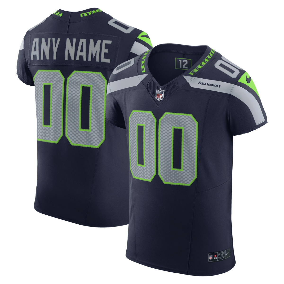 Navy Seattle Seahawks Vapor F.U.S.E. Elite Custom Jersey – All Stitched