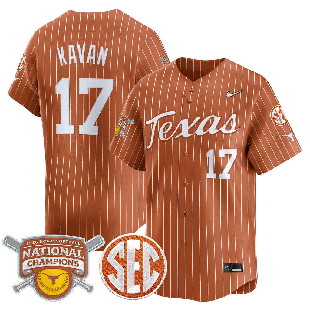 Men's size - Texas Longhorns 2026 Softball National Champions Vapor Premier Limited Jersey - All Stitched