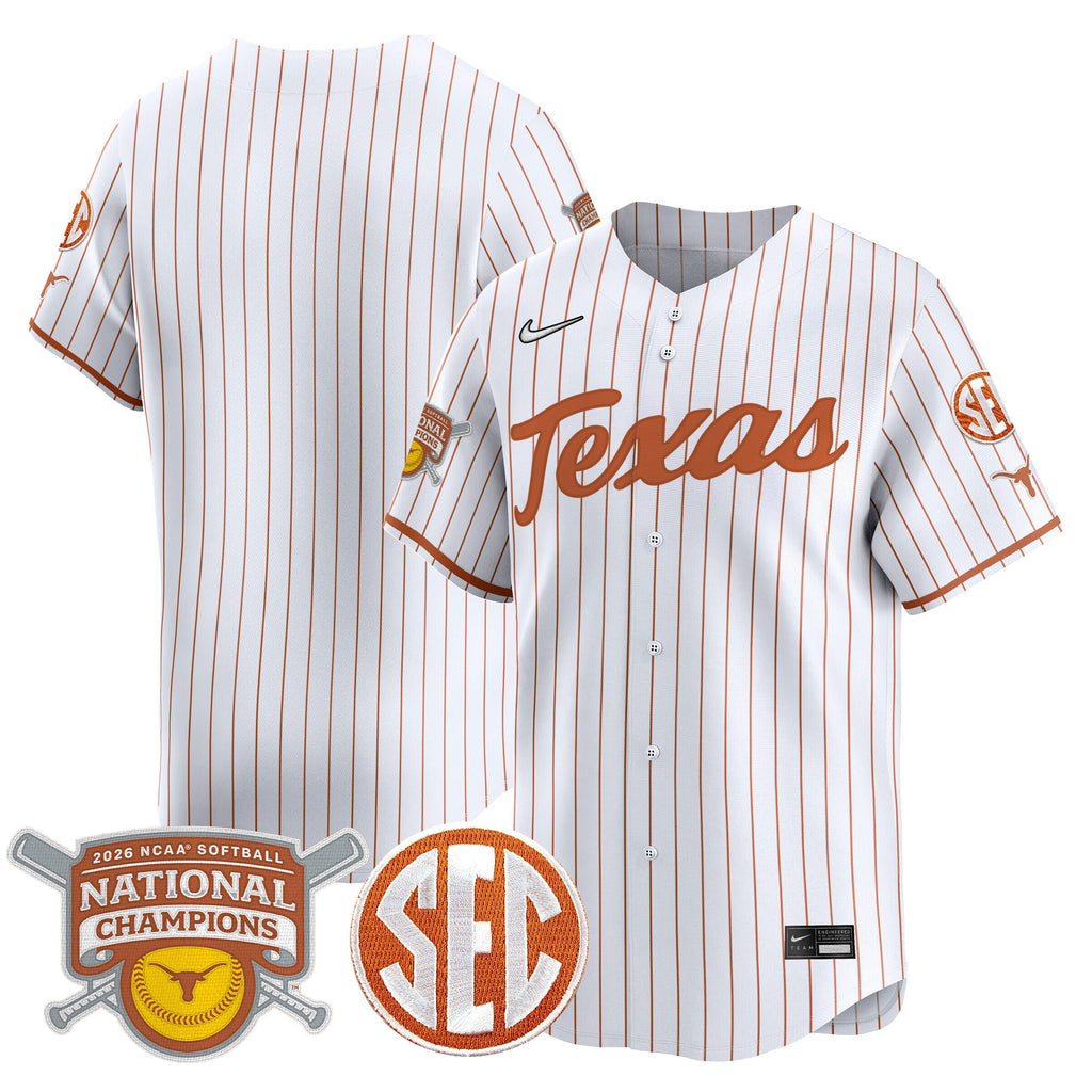 Men's size - Texas Longhorns 2026 Softball National Champions Vapor Premier Limited Jersey - All Stitched