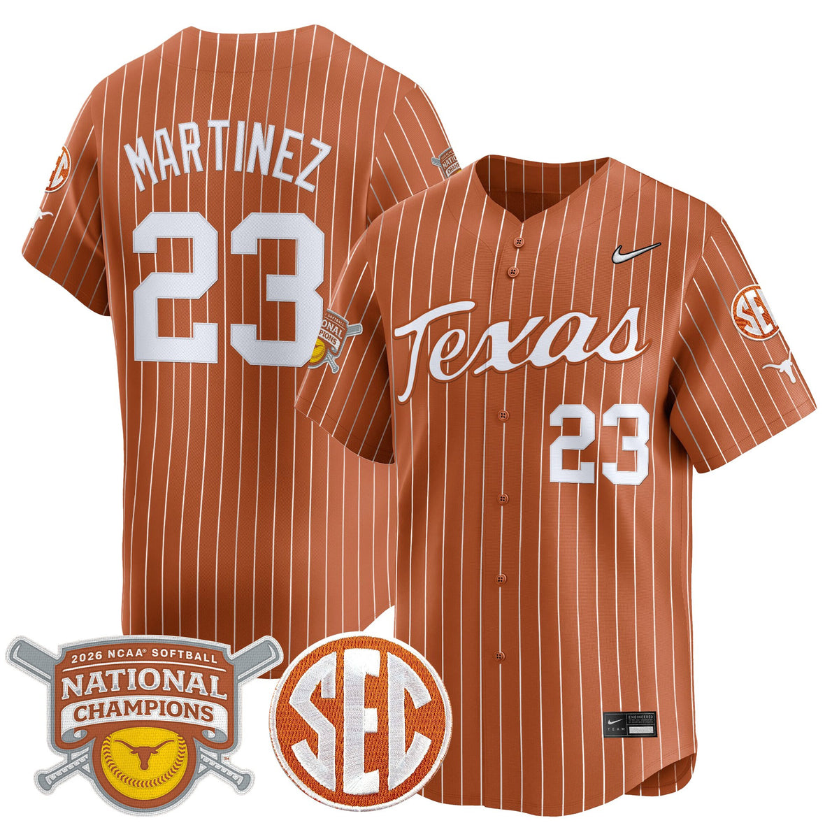 Men's size - Texas Longhorns 2026 Softball National Champions Vapor Premier Limited Jersey - All Stitched