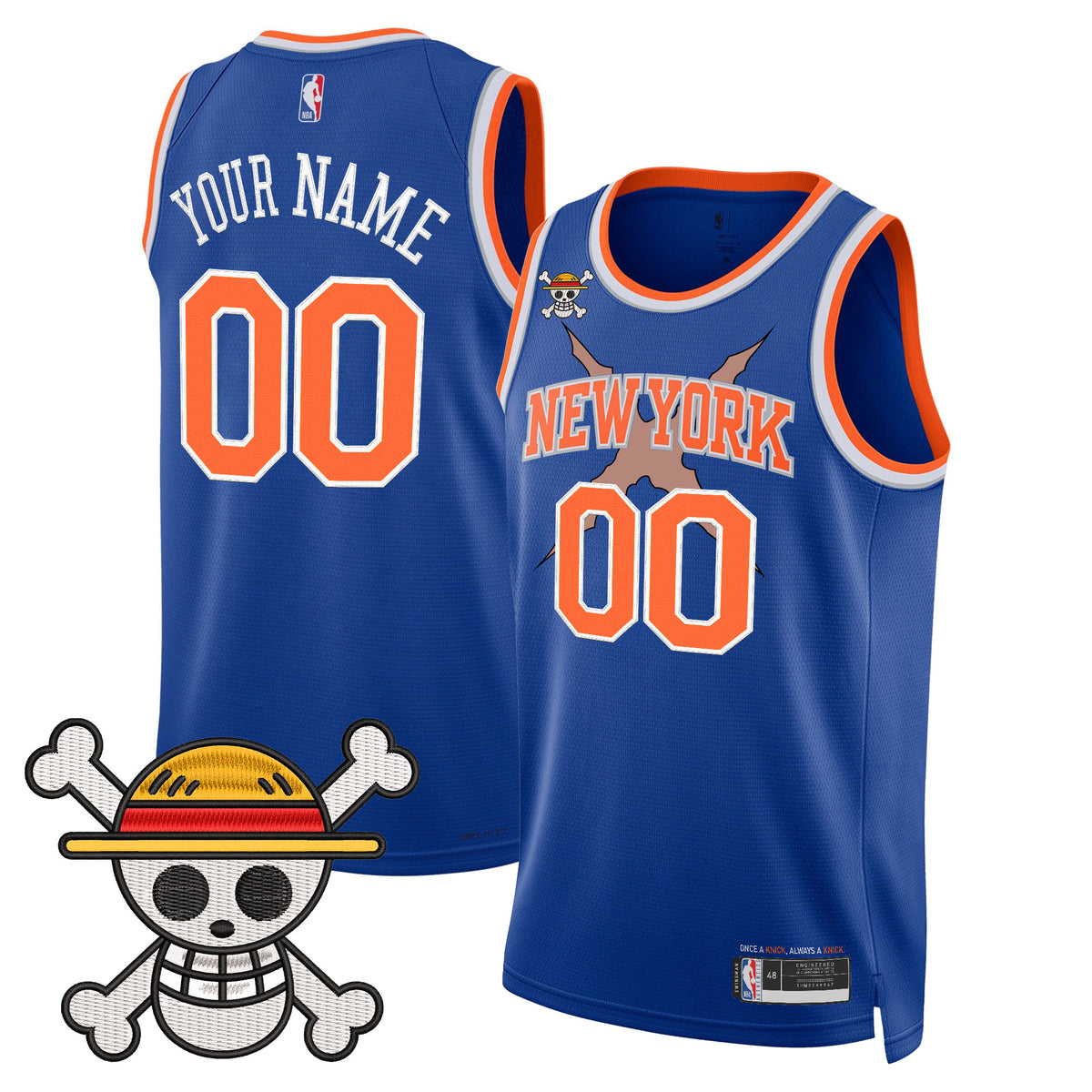 New York Knicks x One Piece Swingman Custom Jersey- Stitched