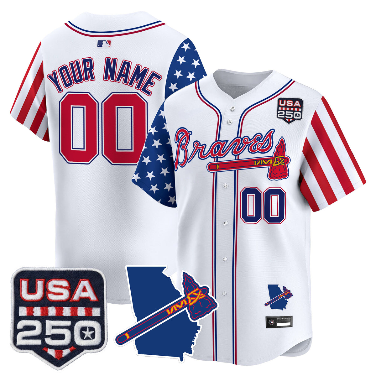 Atlanta Braves "America 250 Edition" Vapor Premier Limited Custom Jersey - All Stitched