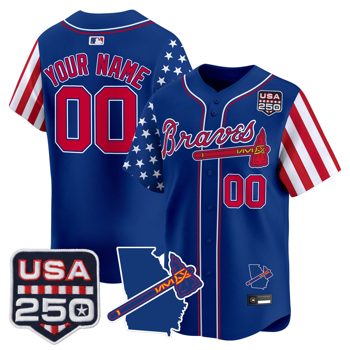 Atlanta Braves "America 250 Edition" Vapor Premier Limited Custom Jersey - All Stitched