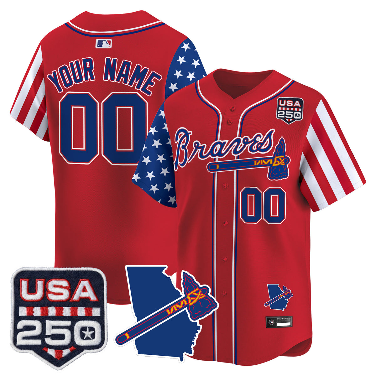 Atlanta Braves "America 250 Edition" Vapor Premier Limited Custom Jersey - All Stitched