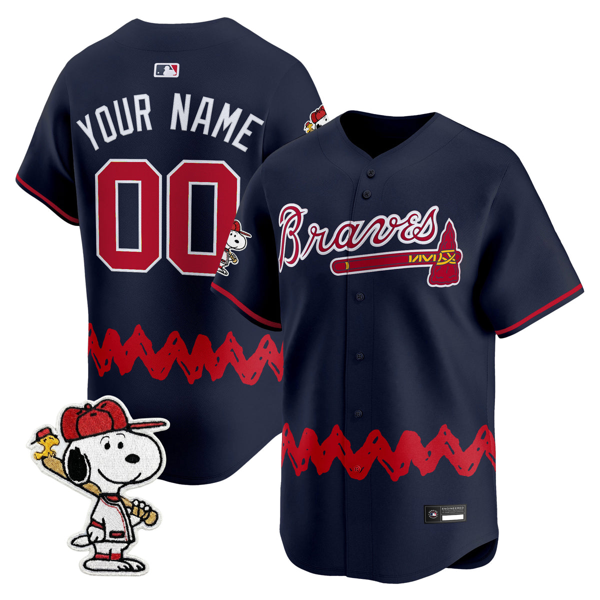 Atlanta Braves x Peanuts Vapor Premier Limited Custom Jersey - Stitched