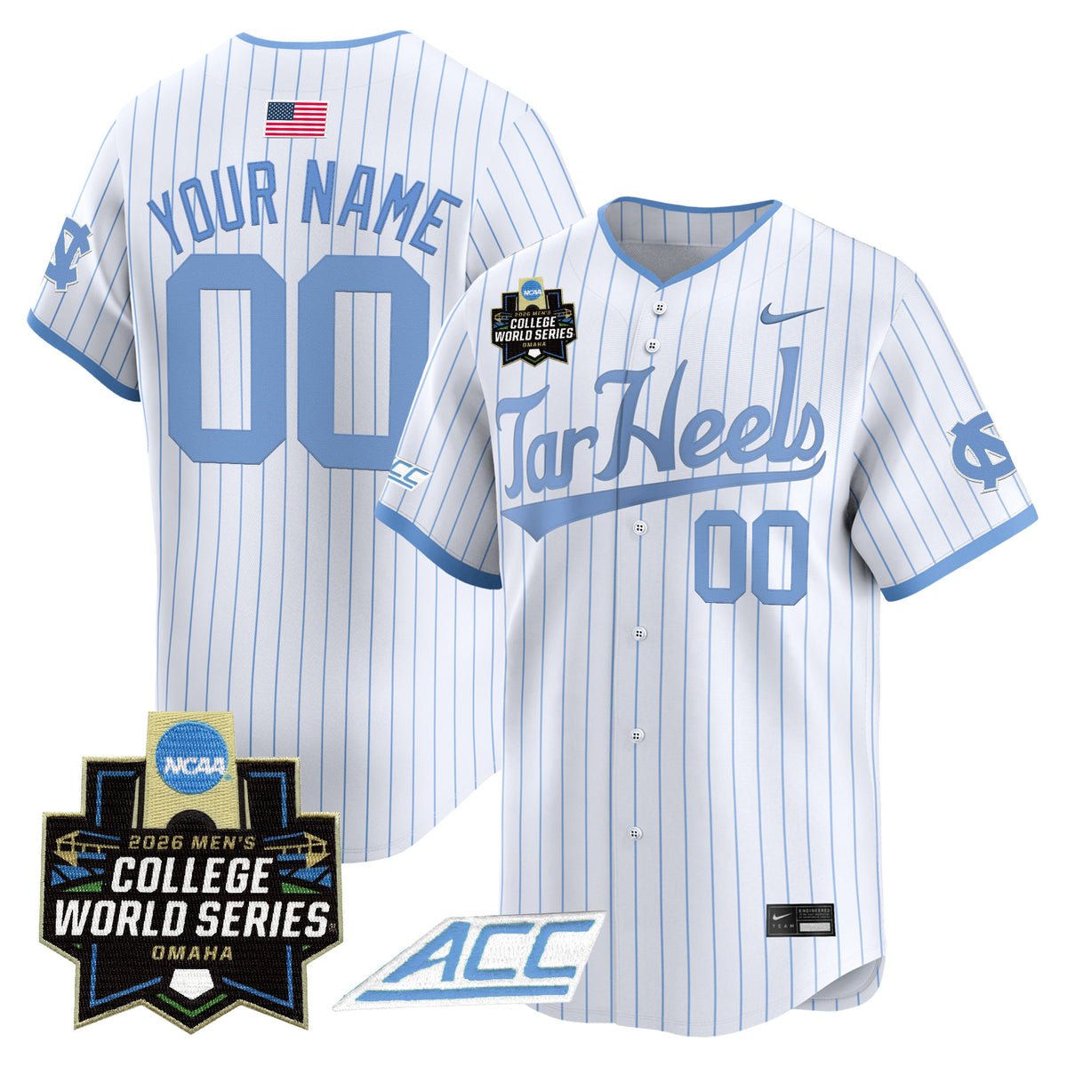 North Carolina Tar Heels 2026 World Series Vapor Premier Limited Custom Jersey - All Stitched