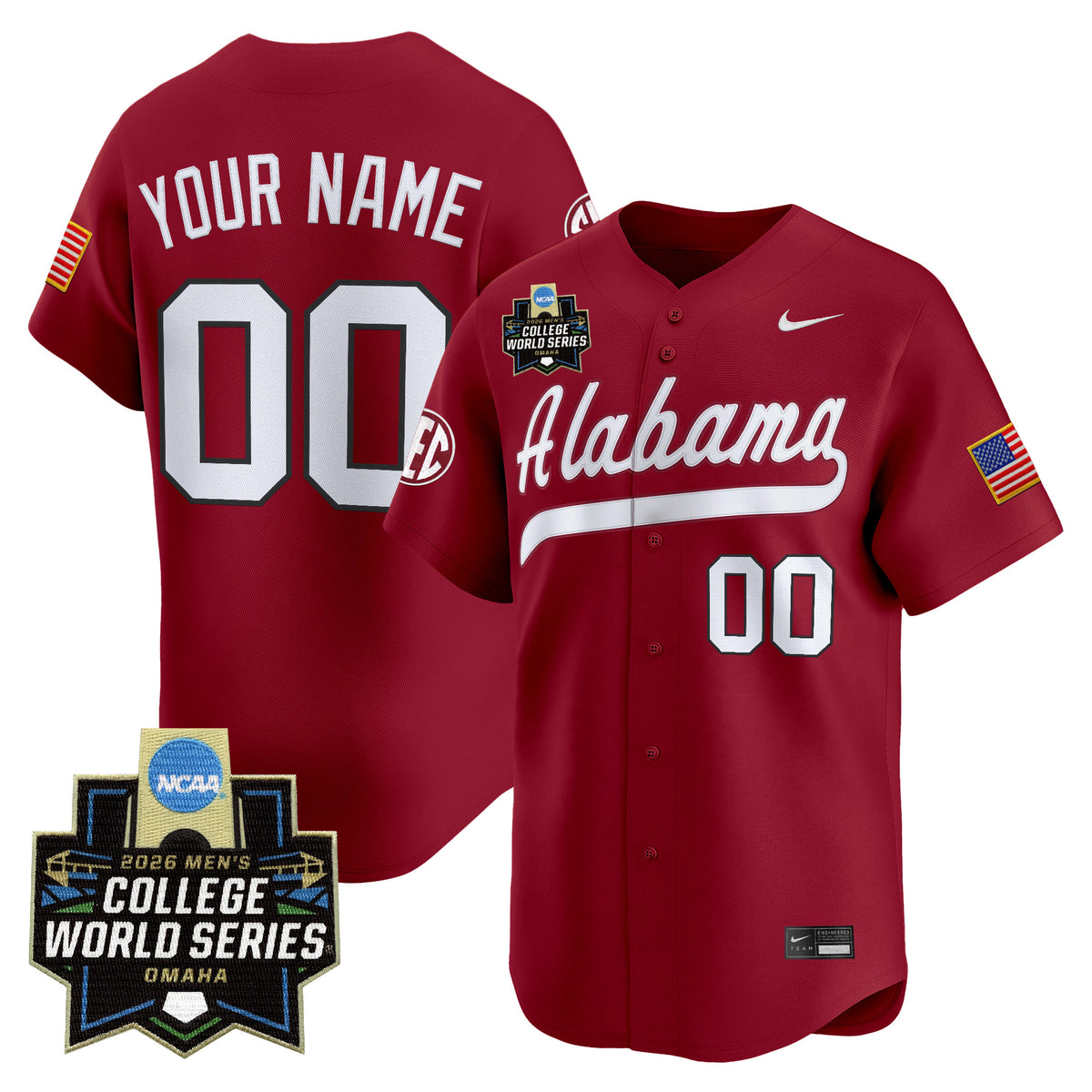 Alabama Crimson Tide 2026 World Series Vapor Premier Limited Custom Jersey - All Stitched