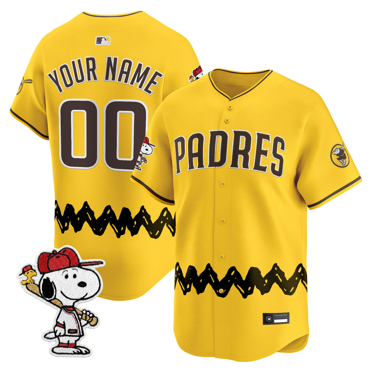 Padres x Peanuts Vapor Premier Limited Custom Jersey - Stitched
