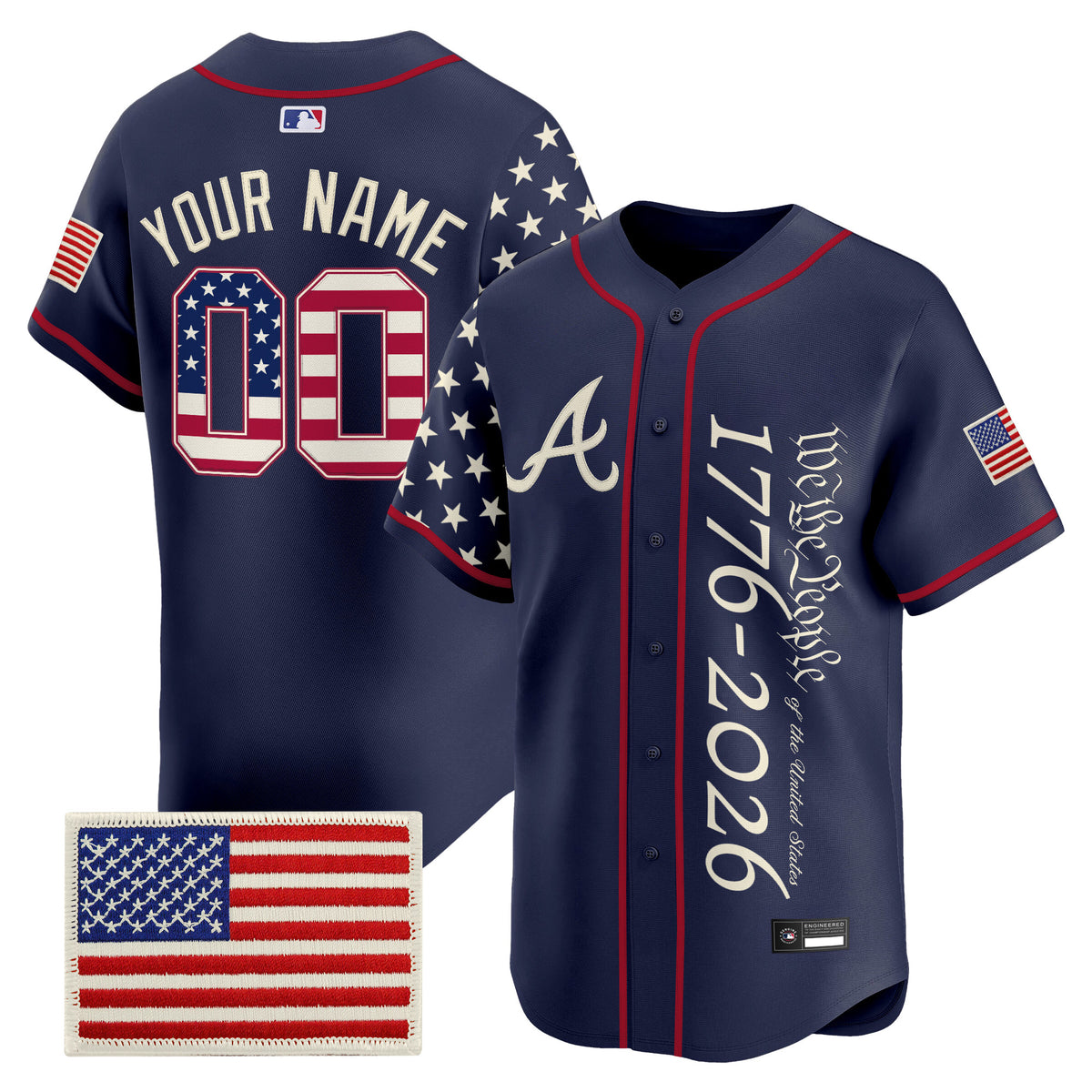 Atlanta Braves "America 250 Edition" Vapor Premier Limited Custom Jersey V2 - Stitched