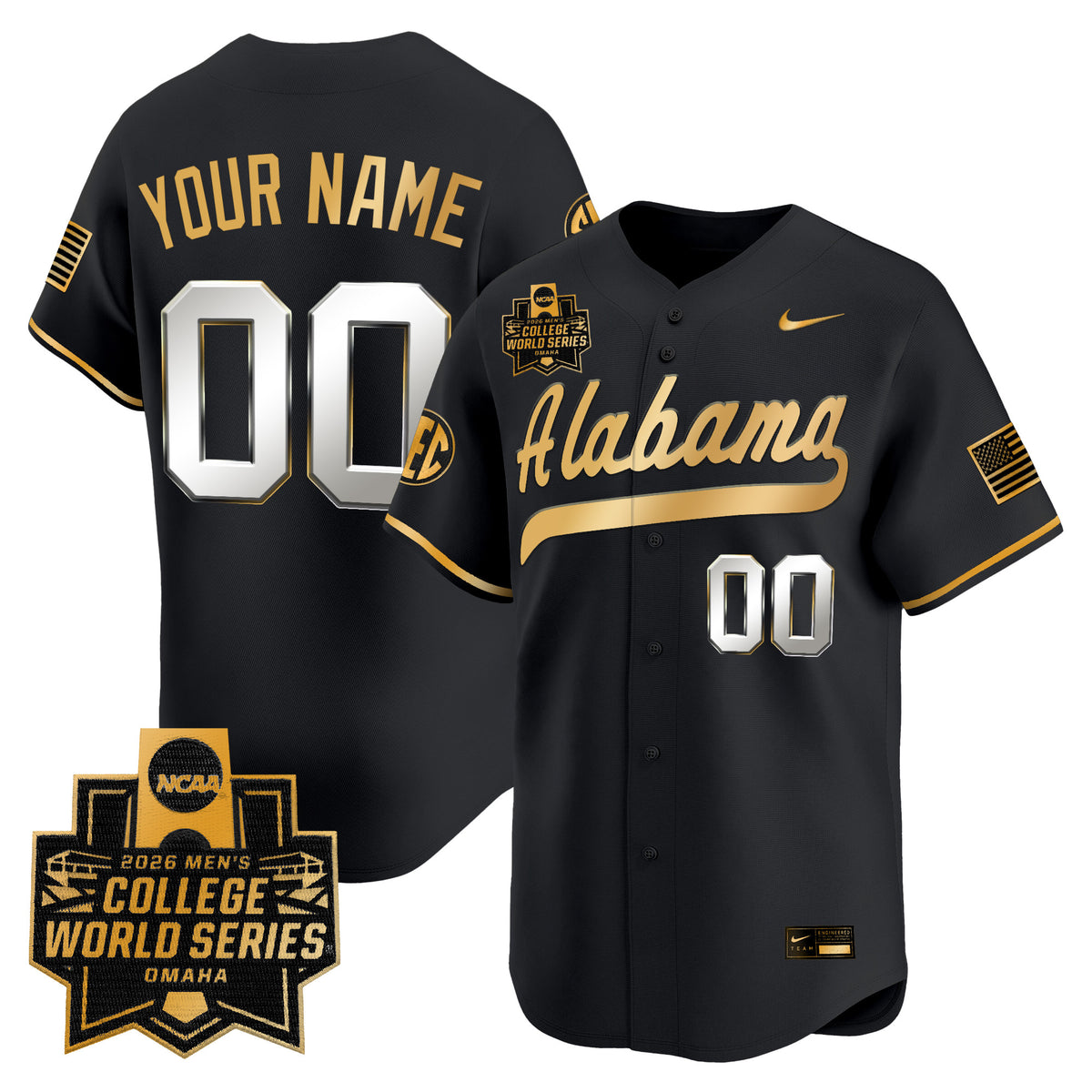 Alabama Crimson Tide 2026 World Series Vapor Premier Limited Custom Jersey V2 - All Stitched
