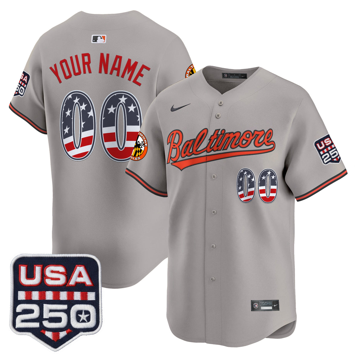 Baltimore Orioles USA 250 Fourth of July Vapor Premier Limited Custom Jersey - All Stitched