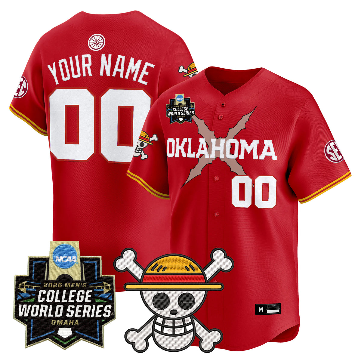 Oklahoma Sooners 2026 World Series x One Piece Vapor Premier Limited Custom Jersey - All Stitched