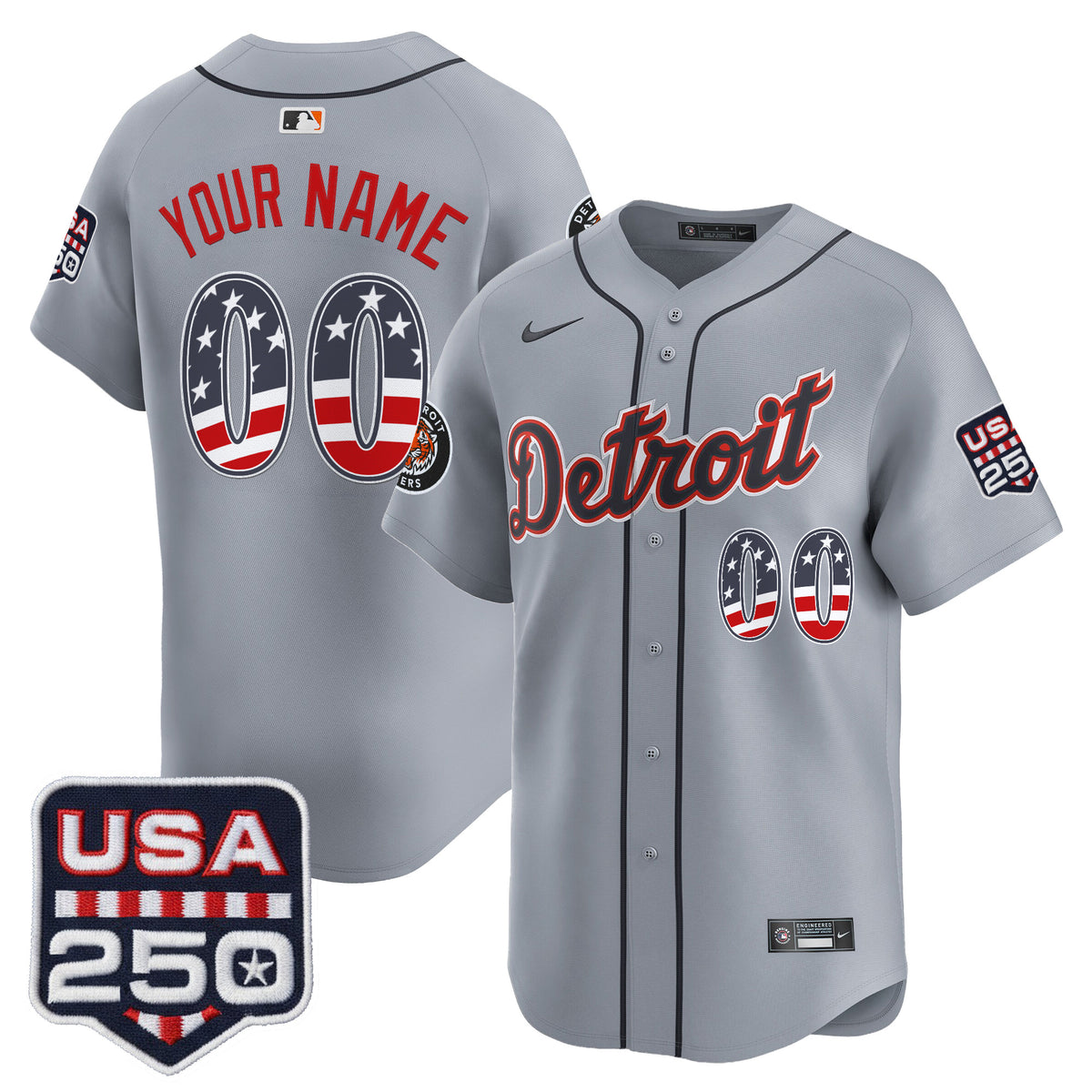 Detroit Tigers USA 250 Fourth of July Vapor Premier Limited Custom Jersey - All Stitched
