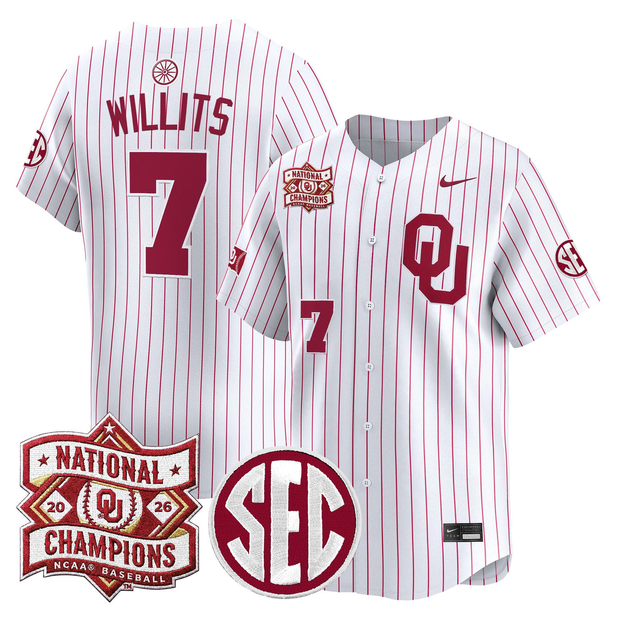 Men's Oklahoma Sooners 2026 National Champions Patch Vapor Premier Limited Jersey V2 - All Stitched