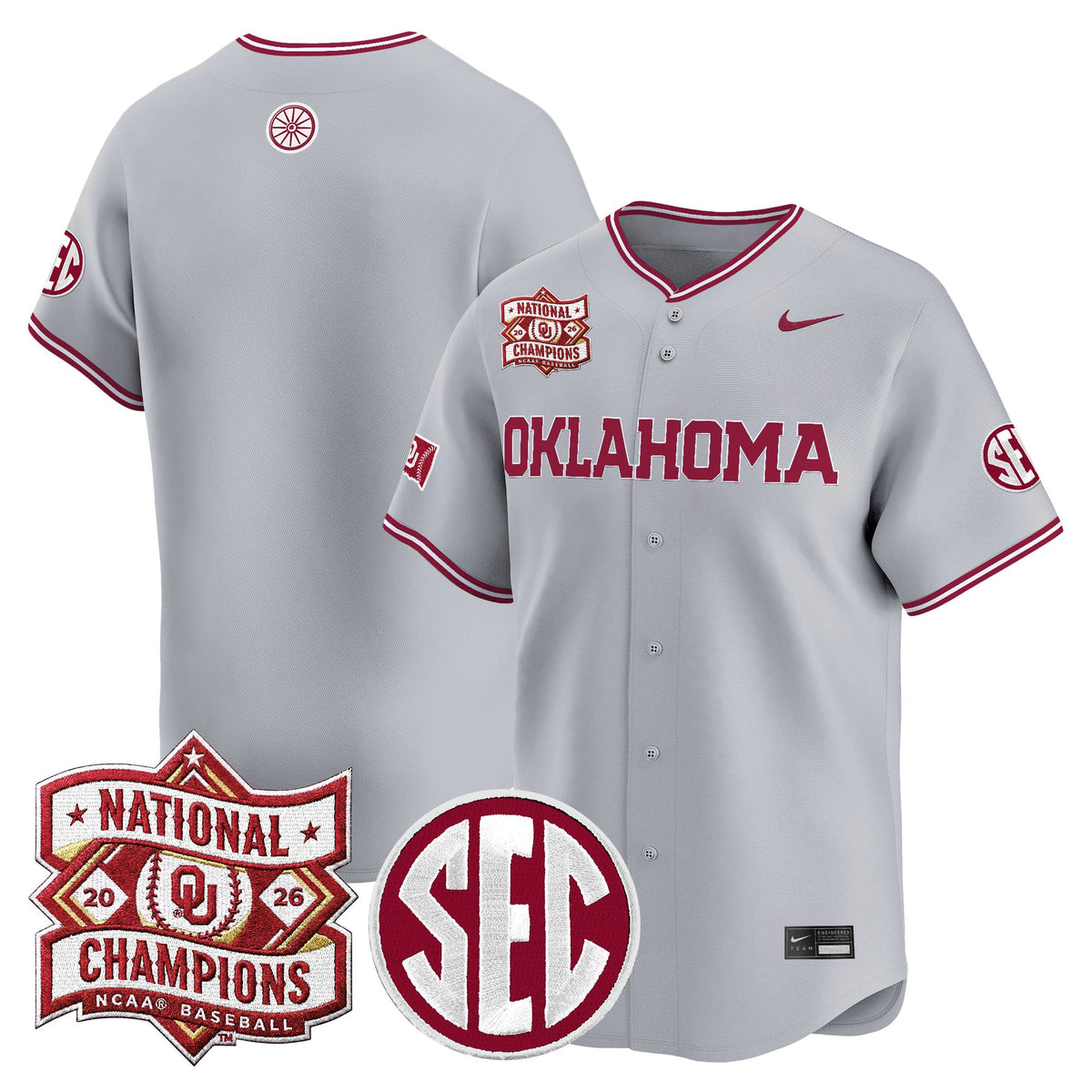 Men's Oklahoma Sooners 2026 National Champions Patch Vapor Premier Limited Jersey V2 - All Stitched