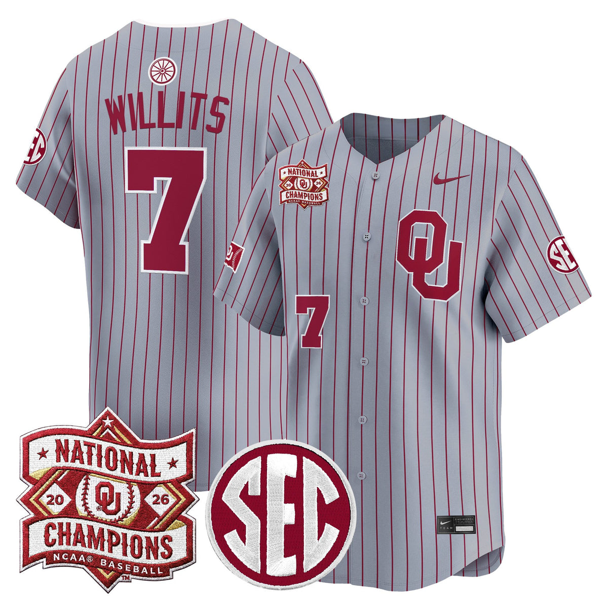 Men's Oklahoma Sooners 2026 National Champions Patch Vapor Premier Limited Jersey V2 - All Stitched