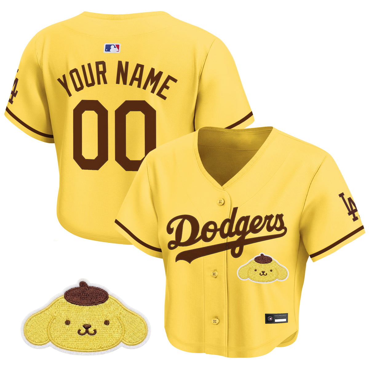 Women's Los Angeles Dodgers x Sanrio Friends Crop Top Baseball Custom Jersey - All Stitched