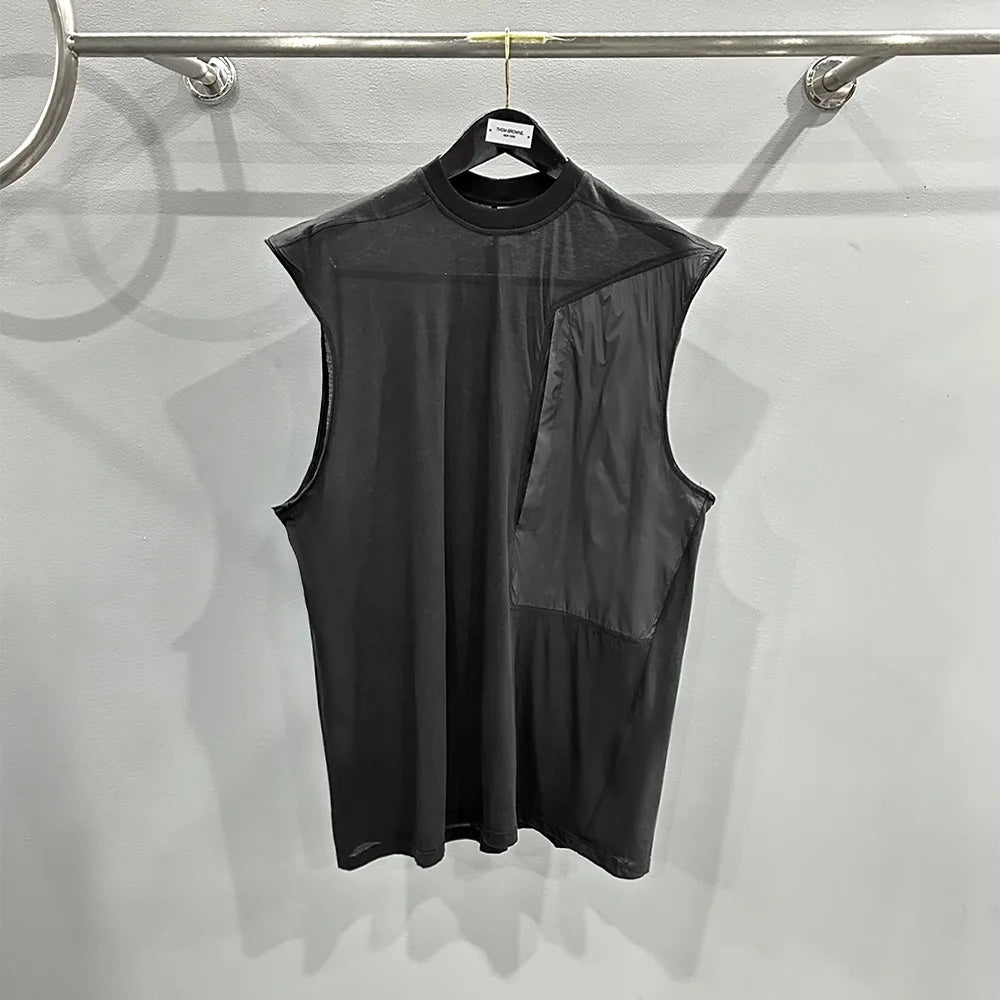 men hi street super thin black sleeveless t shirt oversize