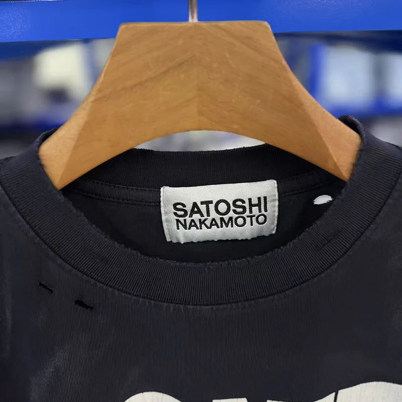 2026 Summer Oversized Tank Tops Men Women Vintage Washed Black Dirty Cracked Letters Print Satoshi Nakamoto Sleeveless T-Shirt