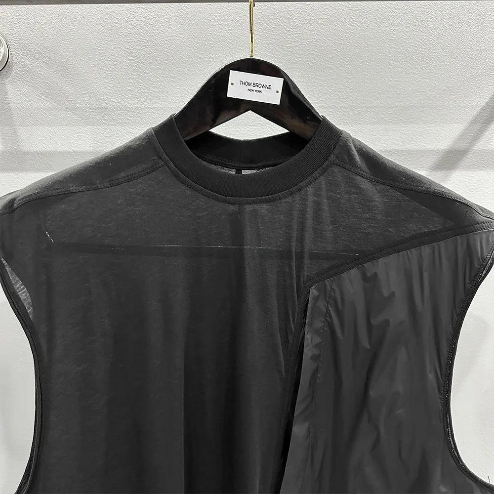men hi street super thin black sleeveless t shirt oversize