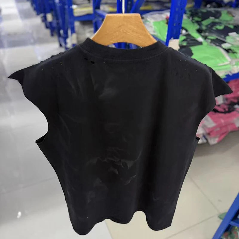 2026 Summer Oversized Tank Tops Men Women Vintage Washed Black Dirty Cracked Letters Print Satoshi Nakamoto Sleeveless T-Shirt