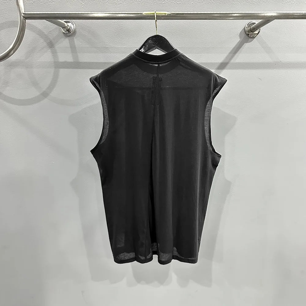 men hi street super thin black sleeveless t shirt oversize