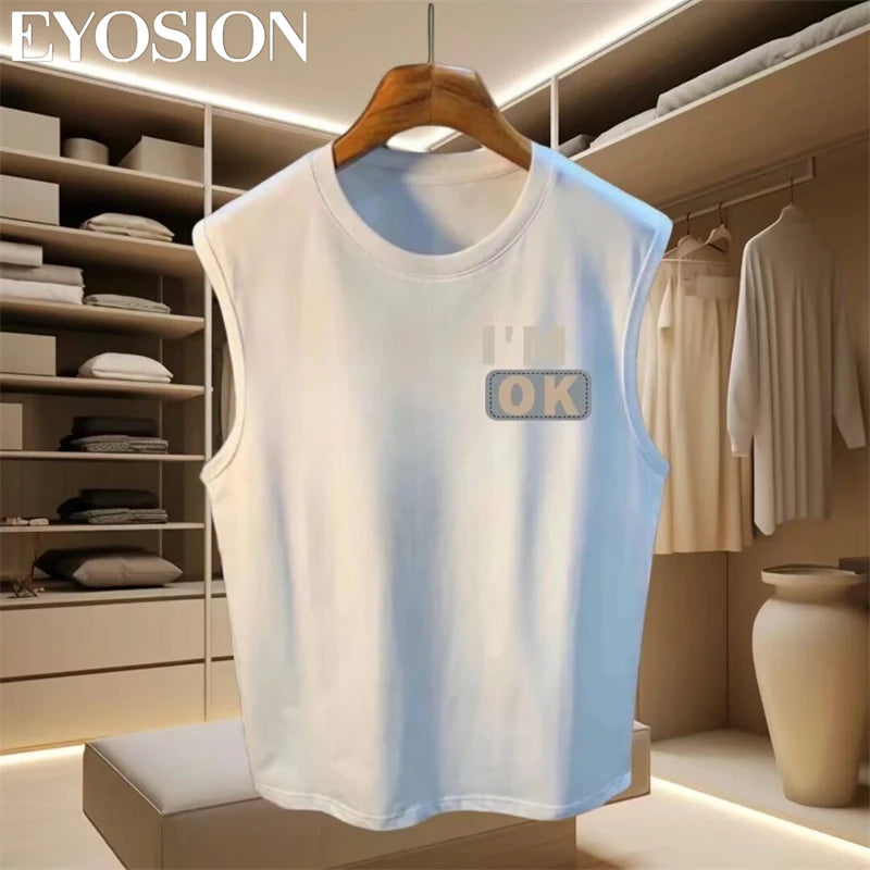 Men's Tank 2024 Summer Casual Fashion Sleeveless Cotton Top T-shirt Hip Hop Casual Letter Printed Round Neck Versatile Top 4XL